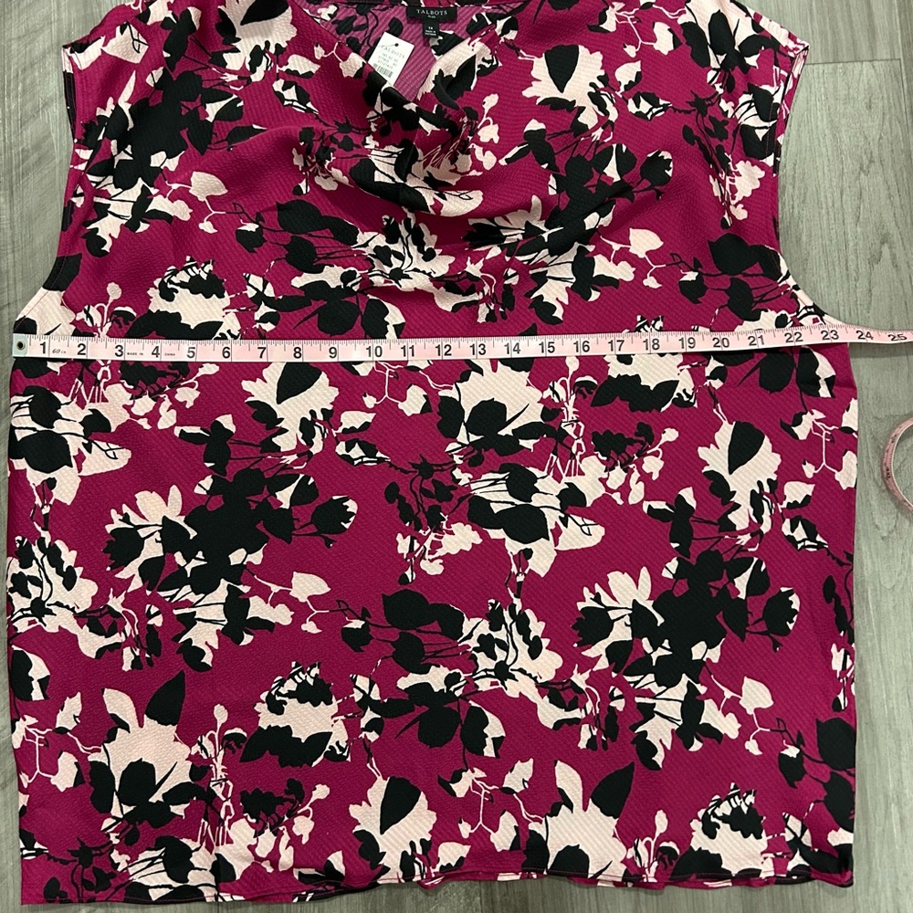 Talbots Satin Cowl-Neck Shell Silhouette Roses - Picture 10 of 10